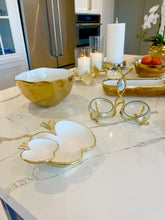 Load image into Gallery viewer, Two Apple Dish White with Gold