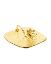 Load image into Gallery viewer, Gold Square Napkin Holder With Lotus Flower Design