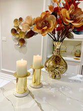 Load image into Gallery viewer, Gold Taper Candle Holder on Marble Base