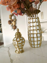 Load image into Gallery viewer, Small White and Gold Ginger Jar