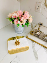 Load image into Gallery viewer, Gold Square Napkin Holder With Lotus Flower Design