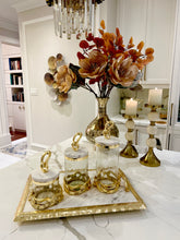 Load image into Gallery viewer, White Marble Tray With Gold Ruffled Design