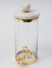 Load image into Gallery viewer, Glass Canister with Gold Design and Marble Lid