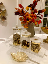 Load image into Gallery viewer, Glass Canister with Gold Design and Marble Lid