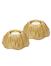 Load image into Gallery viewer, Set of 2 Gold Textured Tea Light Holders