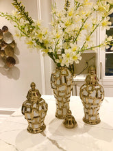 Load image into Gallery viewer, Large White and Gold Ginger Jar