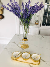 Load image into Gallery viewer, Glass Vase With Gold Lotus Flower Design