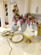 Load image into Gallery viewer, White and Gold Footed Bowl with Gold Flower Design