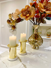 Load image into Gallery viewer, Gold Taper Candle Holder on Marble Base