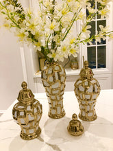 Load image into Gallery viewer, Medium White and Gold Ginger Jar