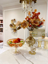 Load image into Gallery viewer, Footed Bowl White Marble Base Gold Mesh Design