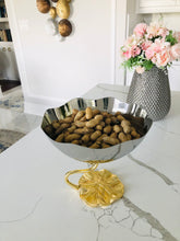 Load image into Gallery viewer, Stainless Steel Footed Bowl With Lotus Flower Design