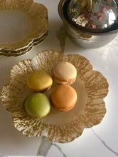 Load image into Gallery viewer, Milky Glass Gold Flower Shaped Dessert Plates - Set Of Four