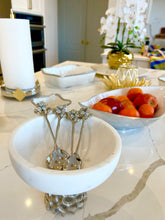 Load image into Gallery viewer, 7"D Marble Bowl with Web Design  Metal Base