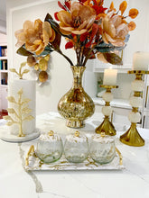 Load image into Gallery viewer, Gold Marble 3 Bowl Serving Dish with Gold Ball Design