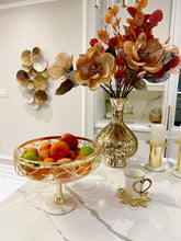 Load image into Gallery viewer, Footed Bowl White Marble Base Gold Mesh Design