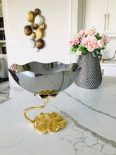 Load image into Gallery viewer, Stainless Steel Footed Bowl With Lotus Flower Design