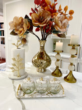 Load image into Gallery viewer, Gold Marble 3 Bowl Serving Dish with Gold Ball Design