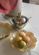 Load image into Gallery viewer, Milky Glass Gold Flower Shaped Dessert Plates - Set Of Four