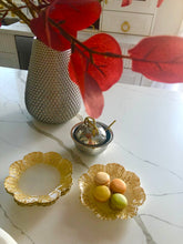 Load image into Gallery viewer, Milky Glass Gold Flower Shaped Dessert Plates - Set Of Four