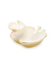 Load image into Gallery viewer, Two Apple Dish White with Gold