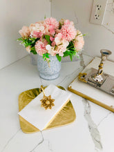 Load image into Gallery viewer, Gold Square Napkin Holder With Lotus Flower Design