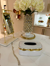 Load image into Gallery viewer, White Tissue Box Gold Rounded Design