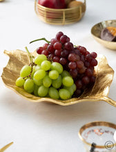 Load image into Gallery viewer, Leaf Shaped Gold Bowl with Vein Design