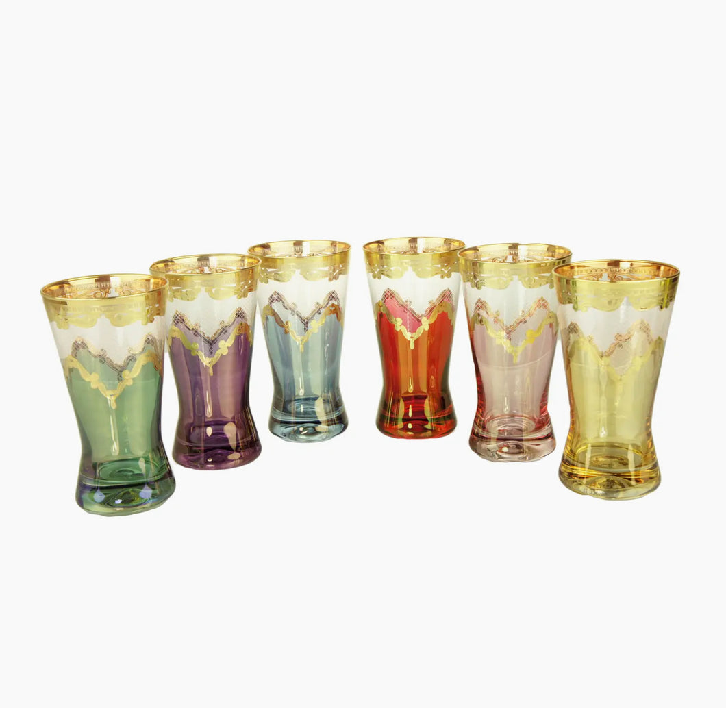 Set of 6 Tumblers with 24k Gold Art work