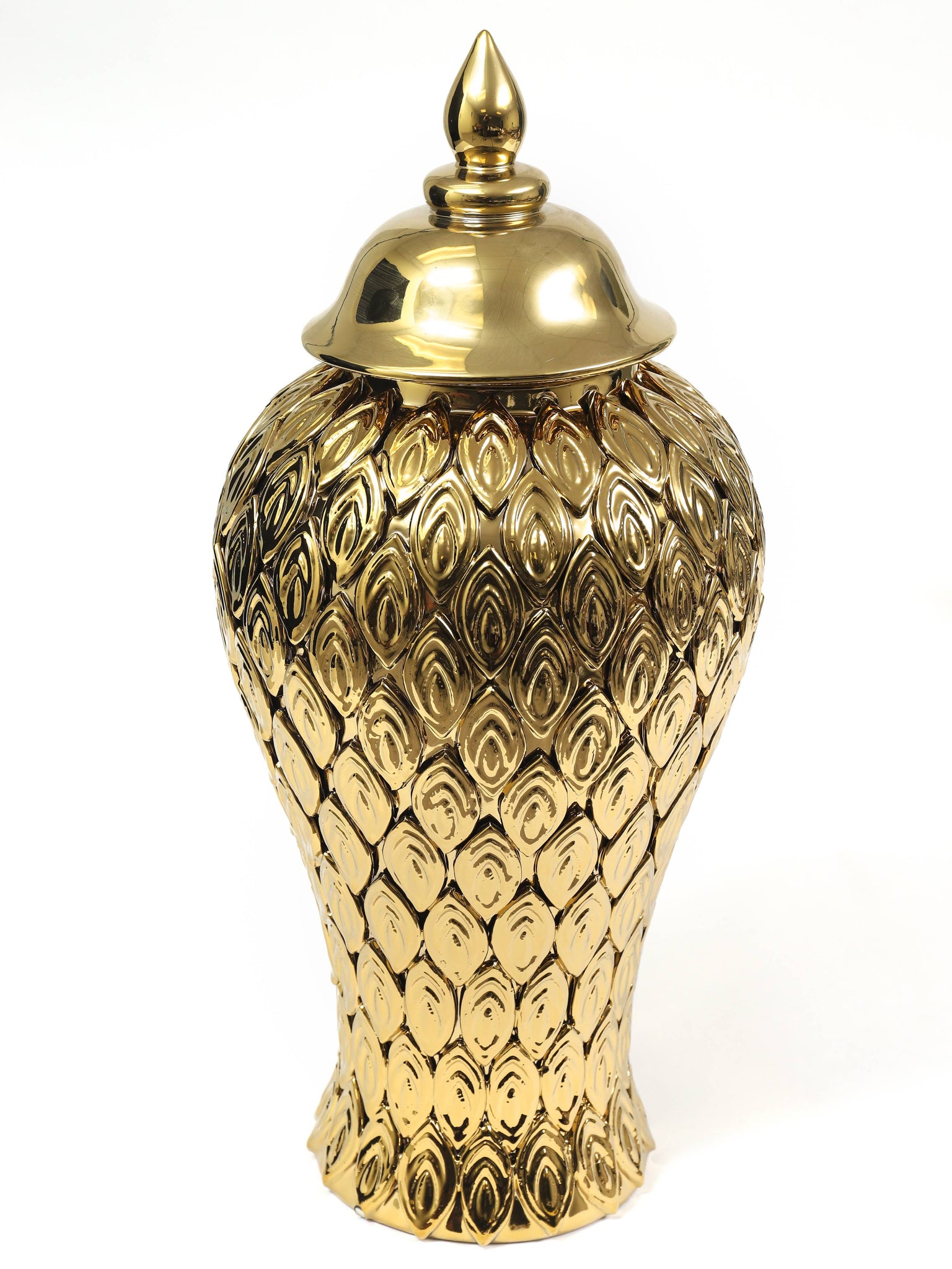 Gold Petal Textured Ginger Jar Large 24H x 10.5W – Passion For