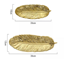 Load image into Gallery viewer, Gold Feather Shape Ceramic Tray
