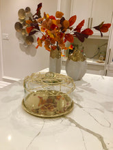 Load image into Gallery viewer, Dome Cake Plate with Gold Mesh Design
