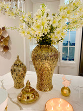 Load image into Gallery viewer, Gold Petal Textured Ginger Jar Small 14&quot;H x 6&quot;W
