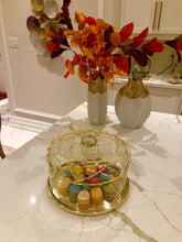 Load image into Gallery viewer, Dome Cake Plate with Gold Mesh Design

