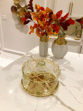 Load image into Gallery viewer, Dome Cake Plate with Gold Mesh Design
