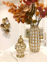 Load image into Gallery viewer, Small White and Gold Ginger Jar
