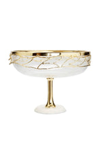Load image into Gallery viewer, Footed Bowl White Marble Base Gold Mesh Design
