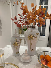 Load image into Gallery viewer, White and Gold Flower Ginger Jar 18&quot;H x 8&quot;W
