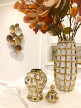 Load image into Gallery viewer, Small White and Gold Ginger Jar
