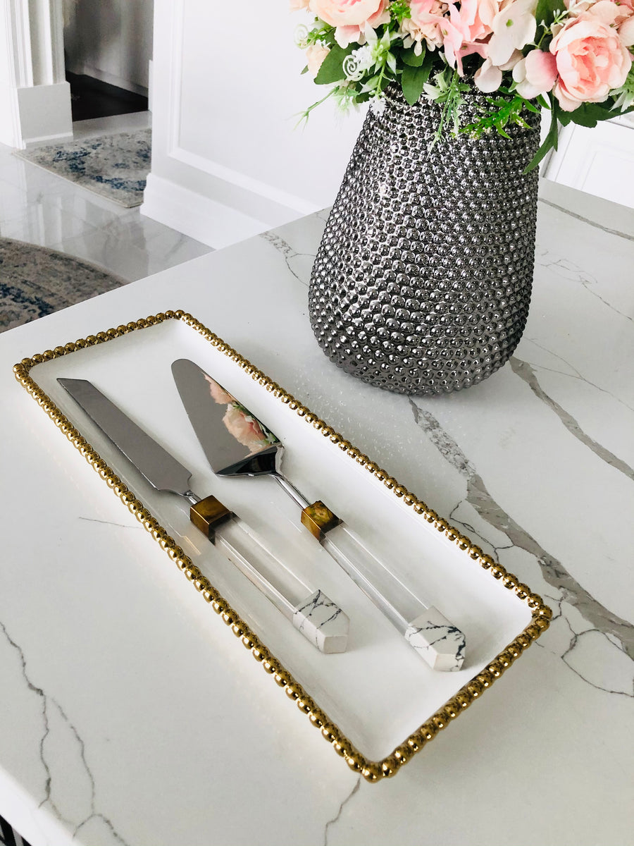 Stainless Steel Cake Servers with Dust Acrylic Handles – Passion For ...