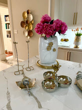 Load image into Gallery viewer, Hammered 3-Section Bowl Server w/ Gilded Floral Handle
