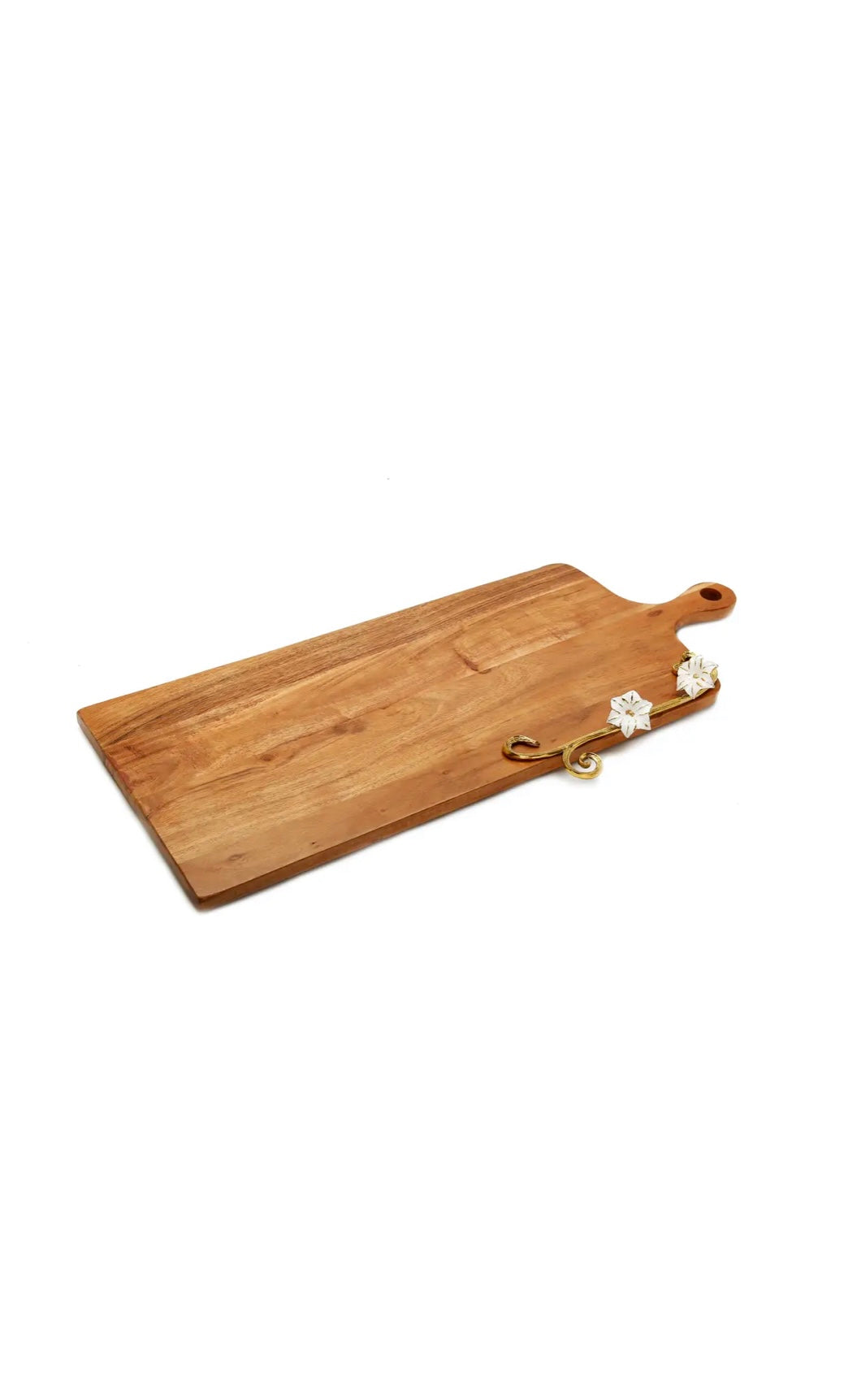 Wood Charcuterie Board Gold Flower Design with Handle