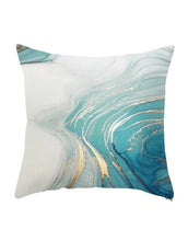 Load image into Gallery viewer, Marble Turquoise and Gold Silver Cushion Cover
