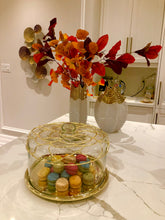 Load image into Gallery viewer, Dome Cake Plate with Gold Mesh Design
