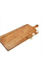 Load image into Gallery viewer, Wood Charcuterie Board Gold Flower Design with Handle
