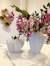 Load image into Gallery viewer, White Vase with Gold Rim
