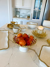 Load image into Gallery viewer, Gold Web Design Bowl on White Marble Base 9.5&quot;
