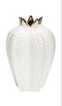Load image into Gallery viewer, White Vase with Gold Rim
