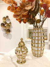 Load image into Gallery viewer, Small White and Gold Ginger Jar
