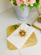 Load image into Gallery viewer, Gold Square Napkin Holder With Lotus Flower Design

